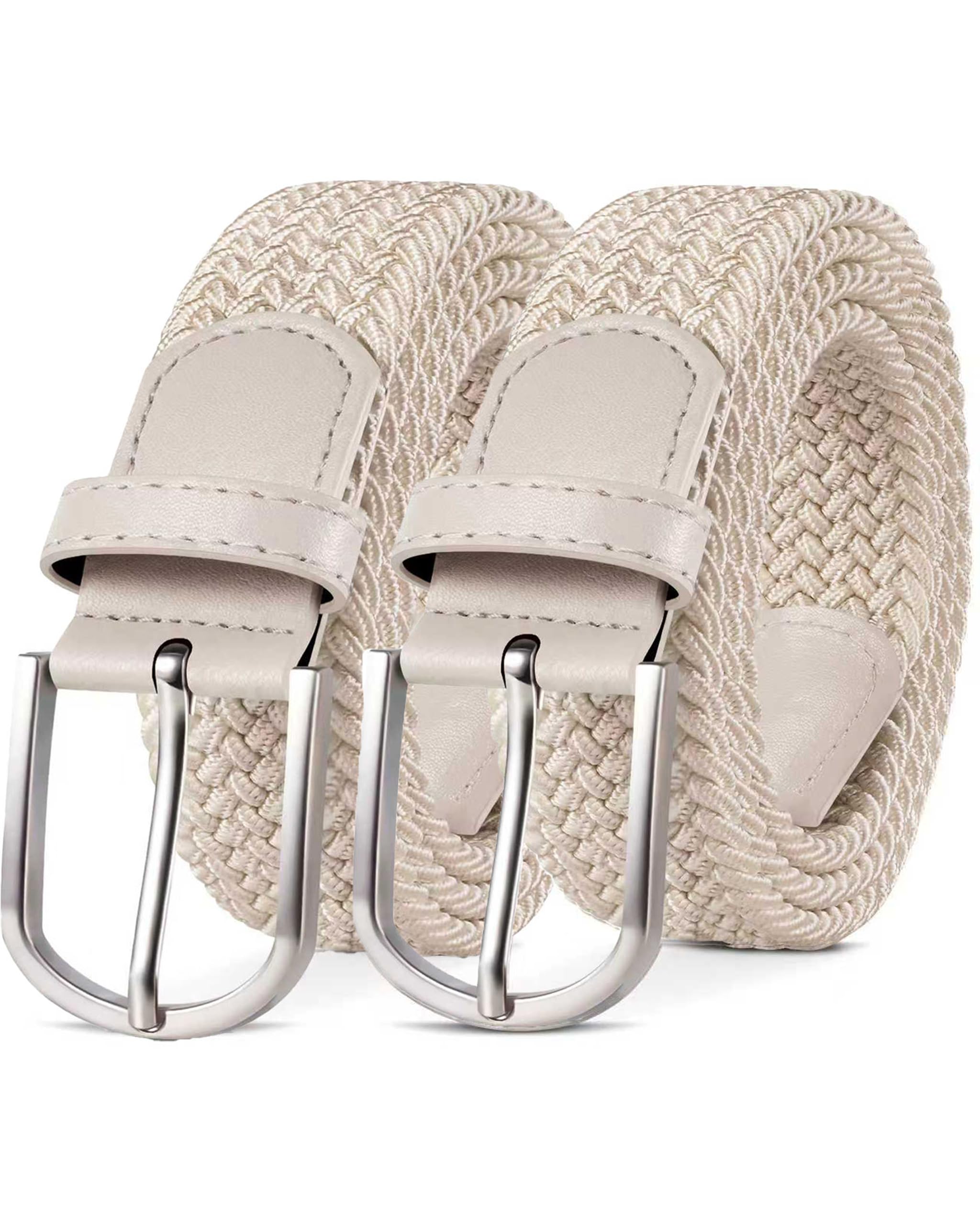 YOUCHAN 2 x 1.25" Braided Elastic Belts for Men and Women, Adjustable Stretch Be