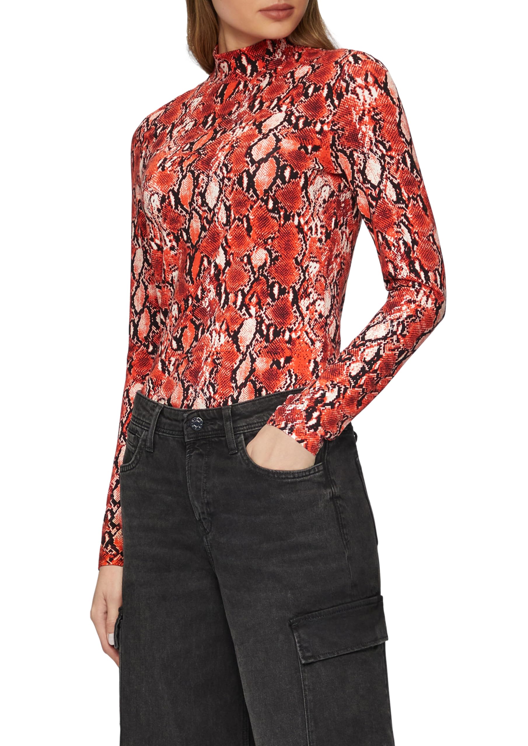 s.Oliver Women's 2156422 Long-Sleeved Shirt with Stand-up Collar