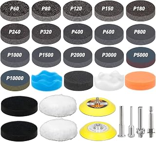 Pukamam 174 PCS 3 Inch Wet Dry Sanding Discs 60-10000 Grit Assorted | Hook and Loop Silicone Carbide Sandpaper for Drill Sanding Attachment Buffing Pads Polishing