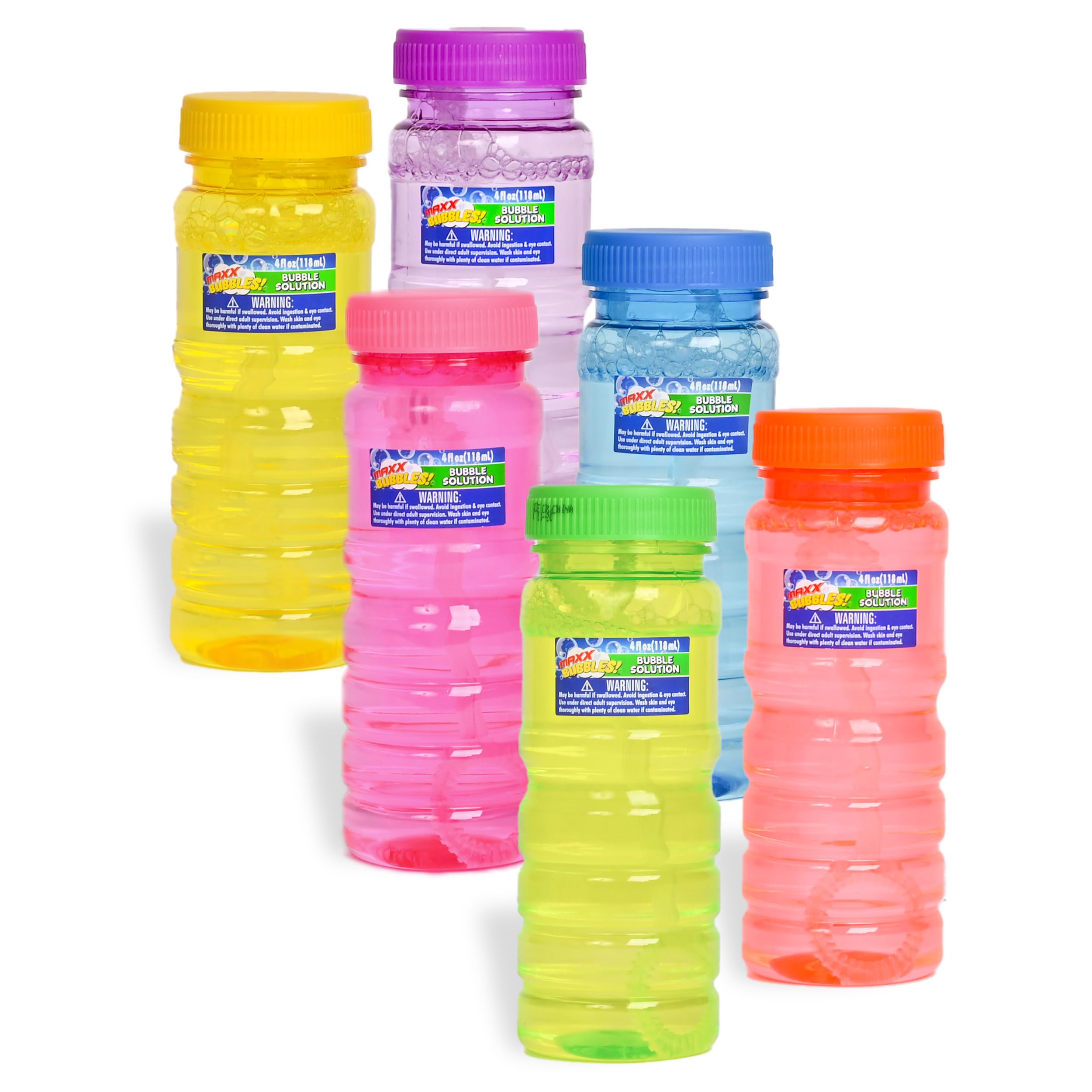Sunny Days Maxx Bubbles 6 Pack - 4 oz Bottles, 6-Hole Wands - Ages 3+ | Plastic 