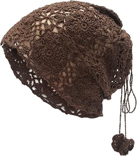 ZLYC Women Cotton Crochet Slouchy Beanie Hat Handmade Knit Summer Skull cap
