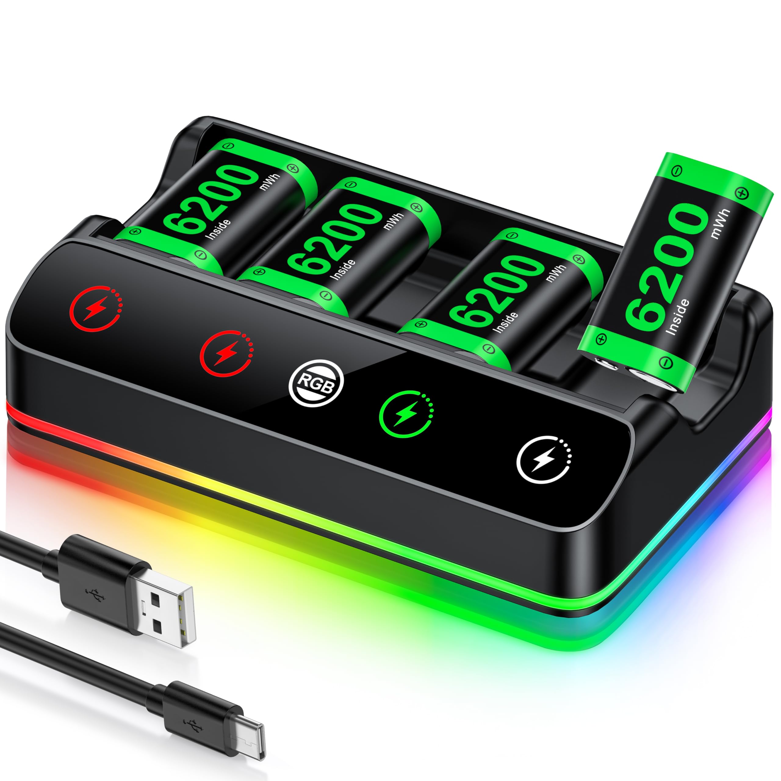Rechargeable Battery Pack for Xbox One/Series Controller, 4x6200mWh Battery Pack