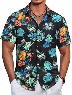 Hawaiian Shirt for Men Short Sleeve Floral Button Down Shirt Tropical Casual Summer Beach Shirts