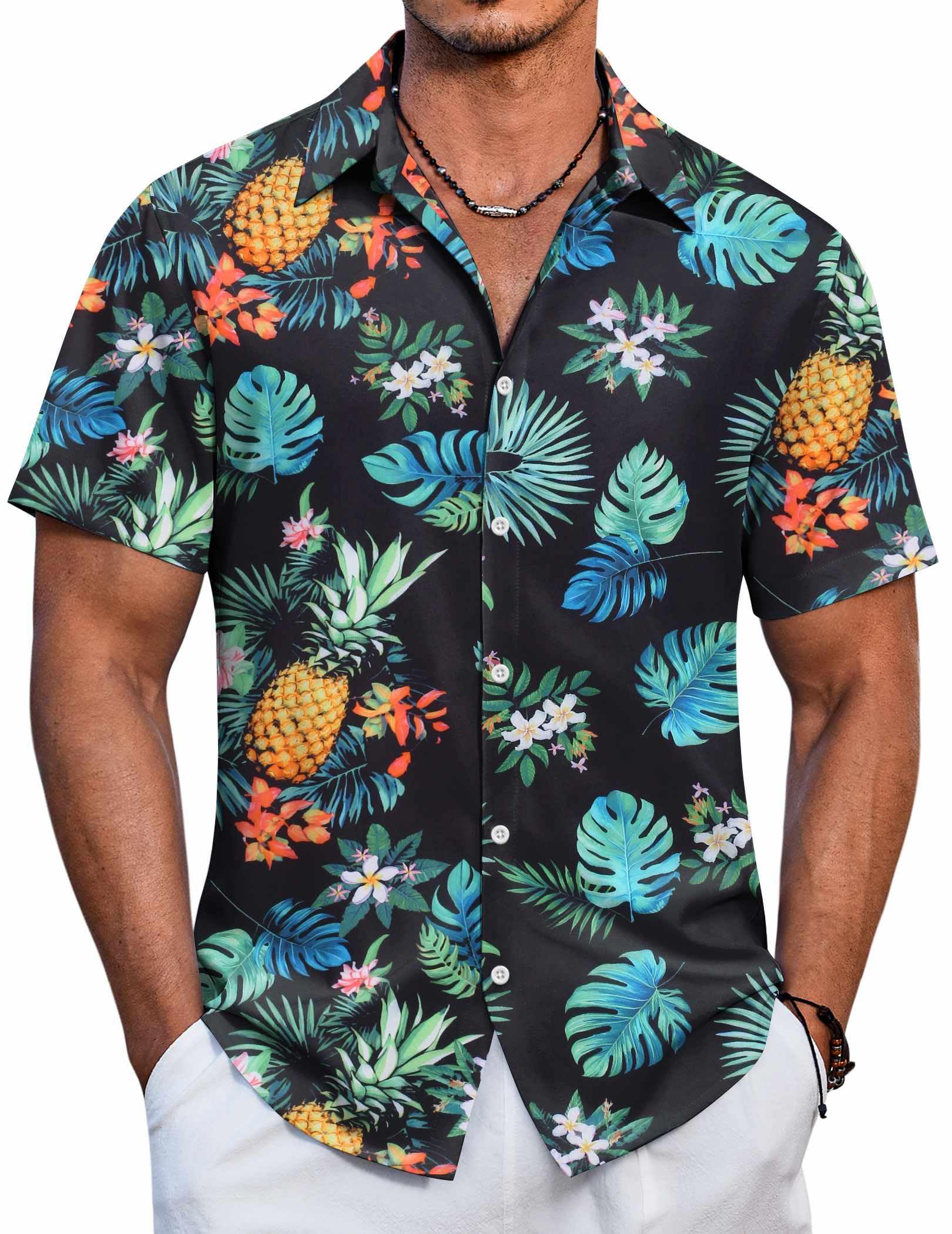 Hawaiian Shirt for Men Short Sleeve Floral Button Down Shirt Tropical Casual Sum