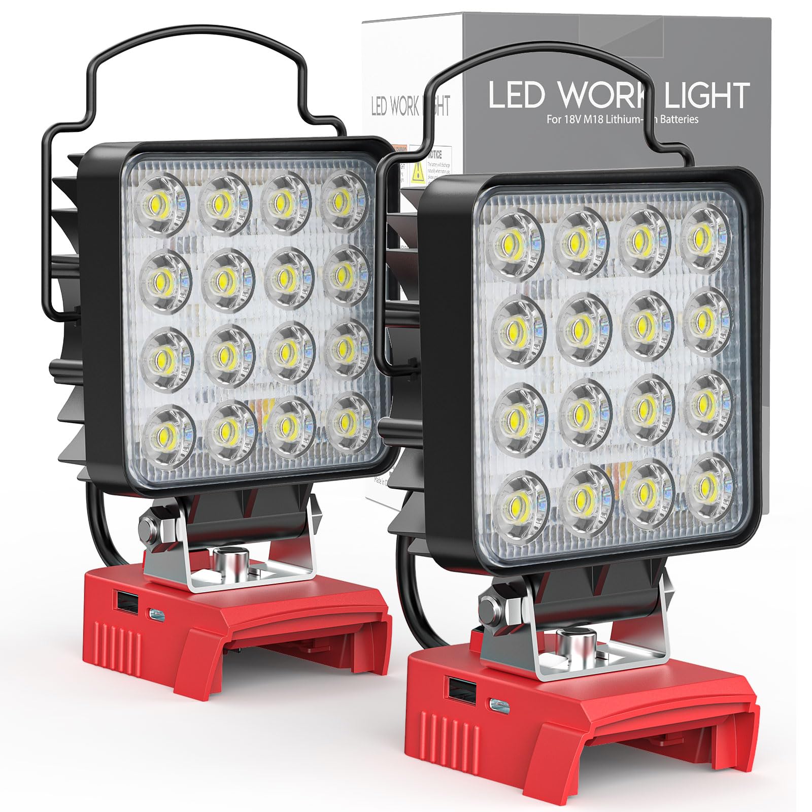 2PCS Cordless LED Work Light Compatible with Milwaukee 18V Battery | Tool Only,1