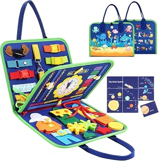Busy Board for Toddlers, Montessori Learning Sensory Toys Activity Board | Developing Sensory Toy for Fine Motor Skills, Travel Toy for Plane Car, Gift for 1 2 3 Year Old Boys Girls