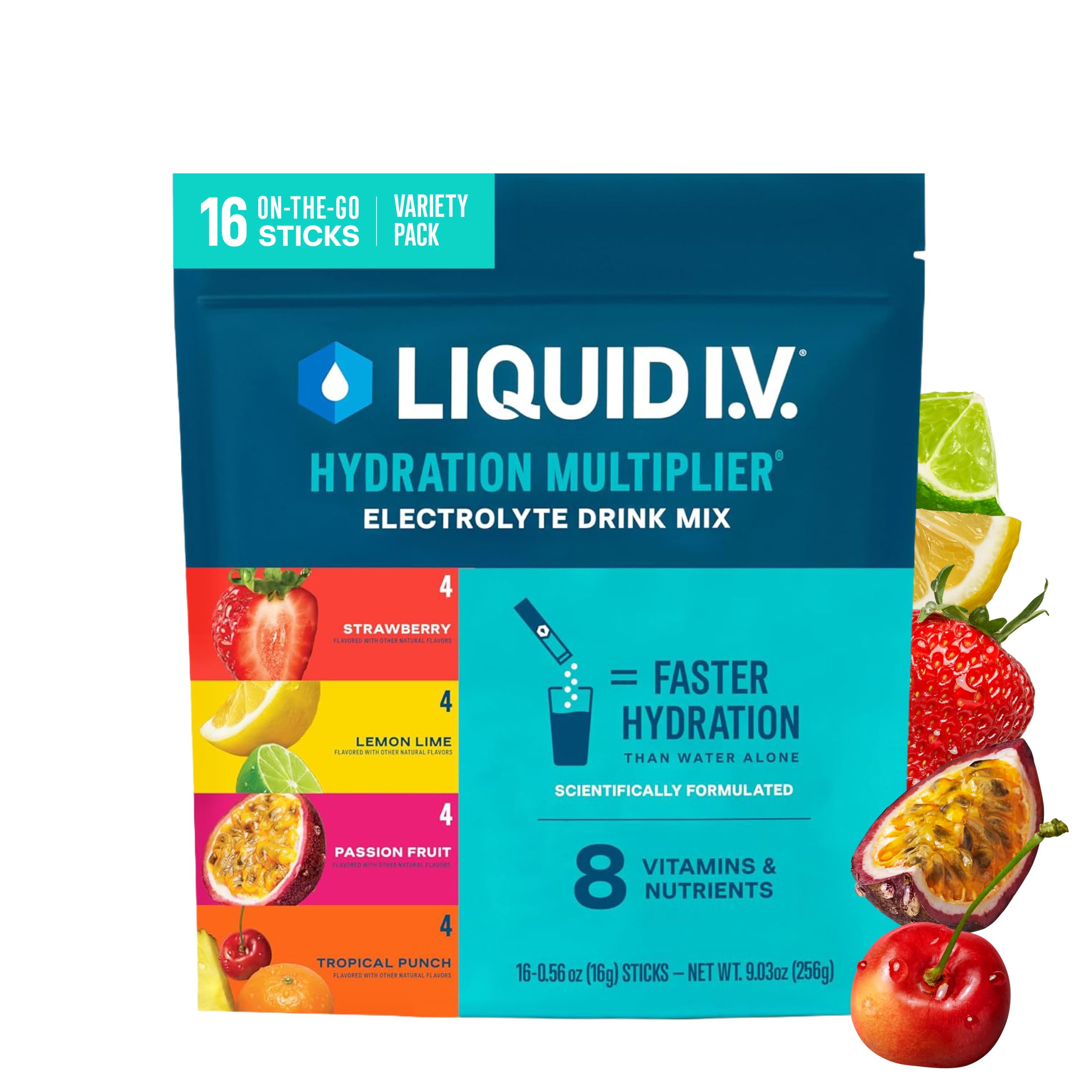 Liquid I.V. Electrolyte Powder, Signature Variety Pack, 16 Count | Scientificall