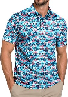 ZITY Golf Shirts for Men Short Sleeve Print Polo Shirt Moisture Wicking Regular Fit Casual Beach Polo