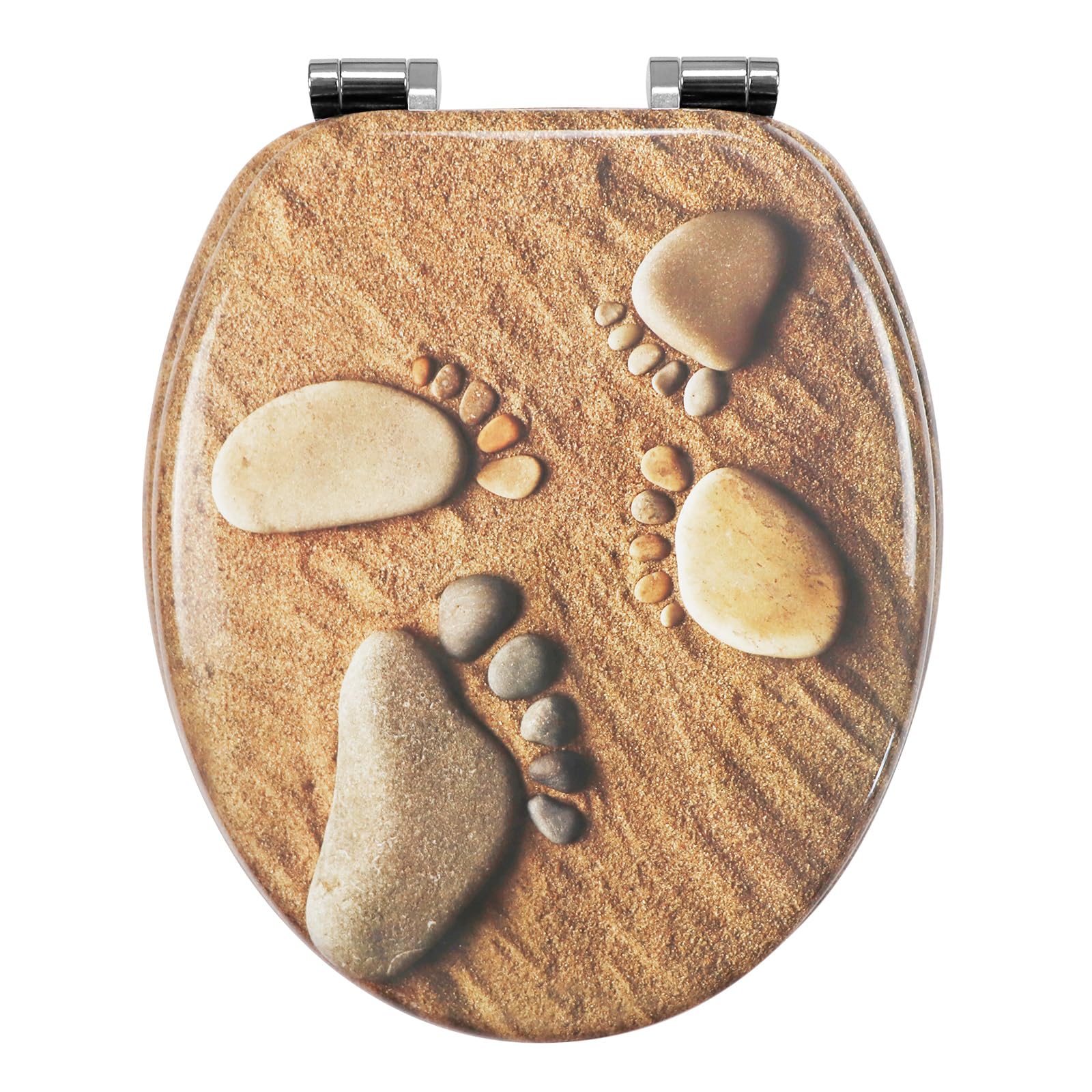 Toilet Seat with Soft-Close Mechanism, Toilet Lid Made of MDF Wood, Sturdy Toile