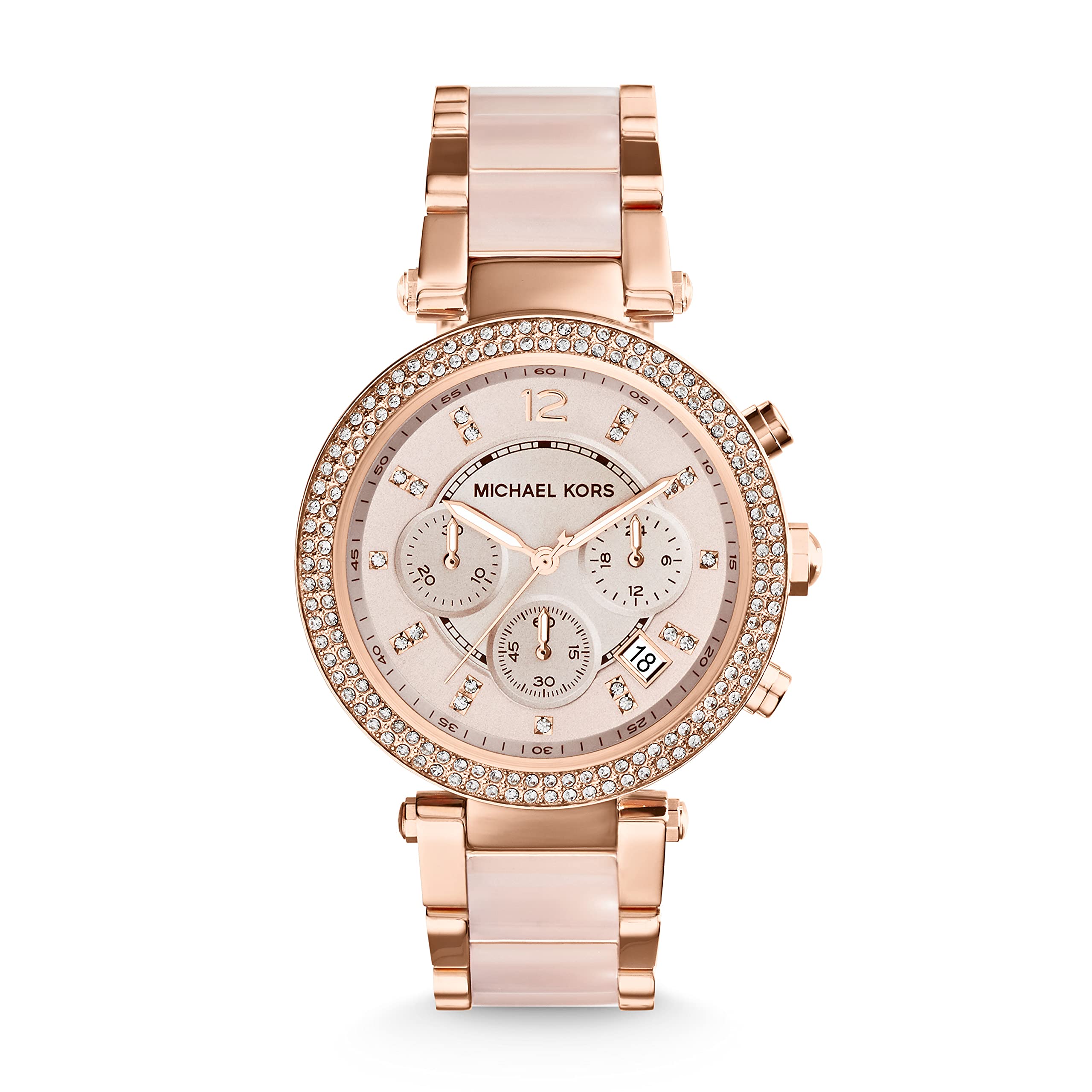 Michael Kors Parker Three-Hand Rose Gold-Tone Stainless Steel Women's Watch (Mod