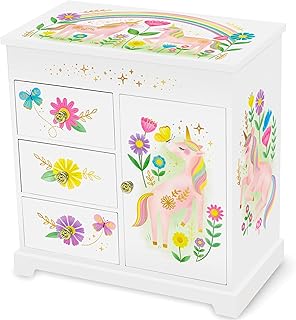 Giggle & Honey® Unicorn Musical Jewelry Box for Girls | Unicorn Toys for Girls Age 4-6 Kids Jewelry Box with Drawers, Toddler Jewelry Box for Little Girls