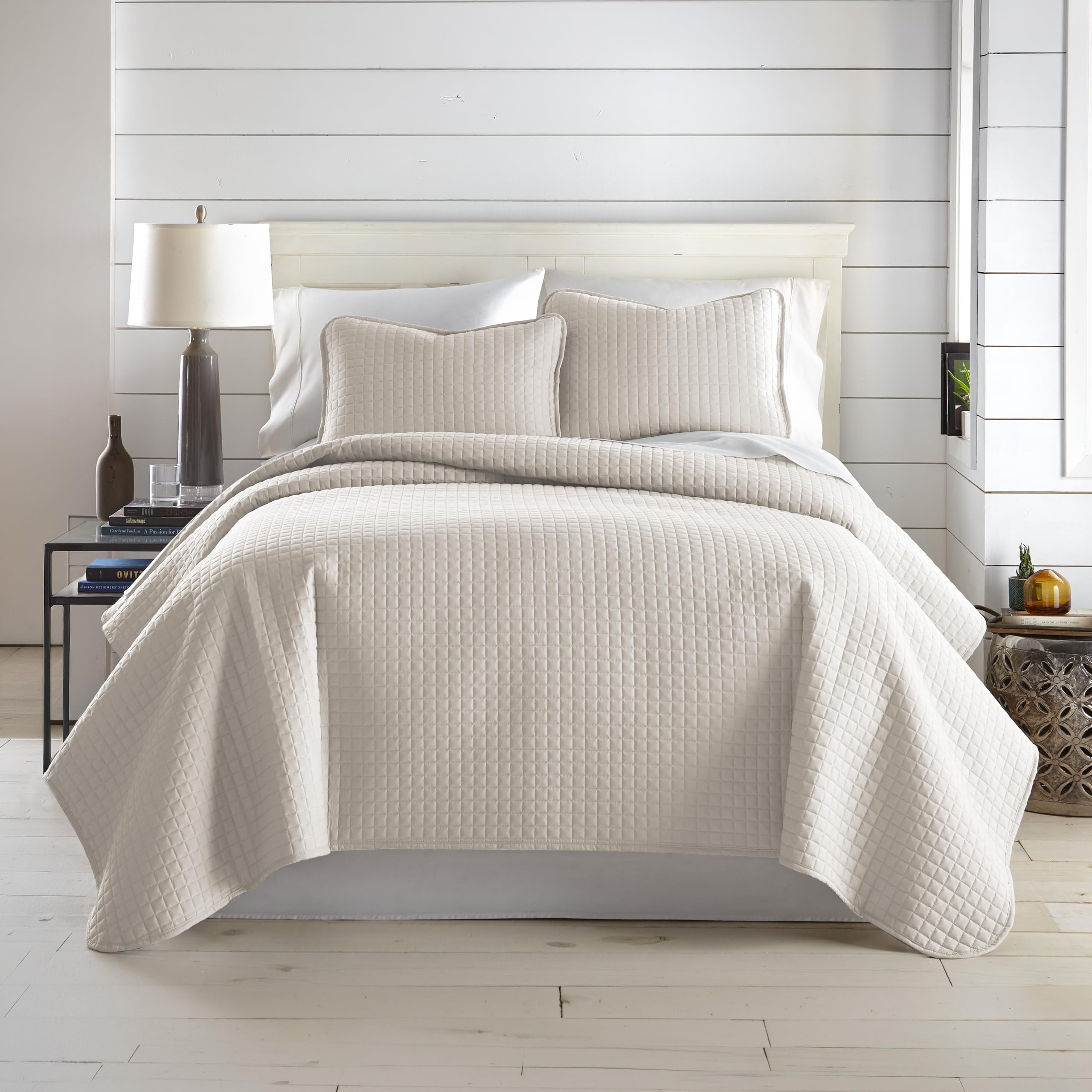 Oversized King Quilt Bedding Set with 2 Quilted Pillow Shams, Natural Beige | Co