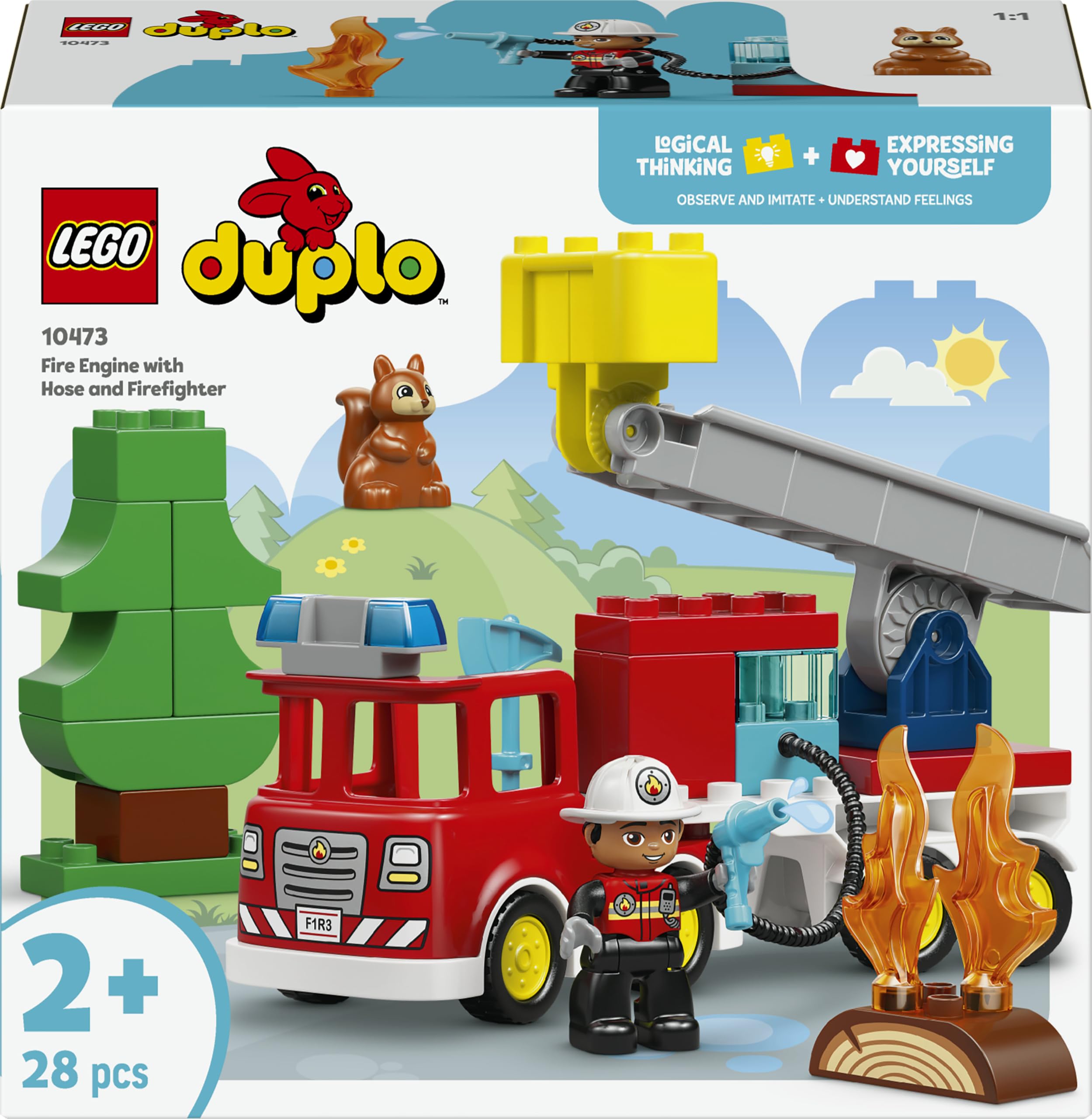 LEGO DUPLO Fire Engine with Hose and Firefighter 10473 | Toys for 2+ Year Old Bo