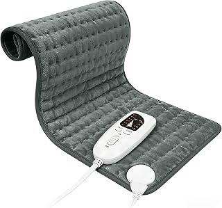 Kipiea 30"x16" Extra Large Electric Heating Pad - 6 Adjustable Temperature Settings - Auto Shut Off, for Shoulders/Neck/Abdomen/Back/Limbs, etc. (Dark Gray)