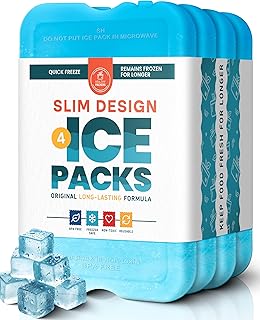 Healthy Packers Ice Packs for Lunch Boxes & Coolers - Freezer Packs - Original Cool Pack | Cooler Accessories for Beach, Camping & Fishing | Slim & Long-Lasting Reusable Ice Pack for Cooler