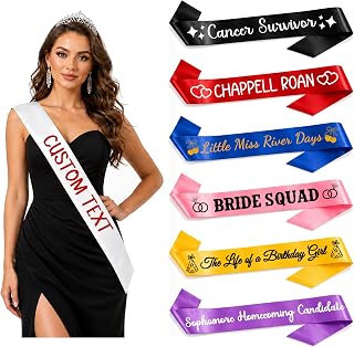 NOTIHAS Custom Satin Sash with Personalized Text, Party Sash for Birthday, Bachelorette, Graduation and Pageant, Custom Gift