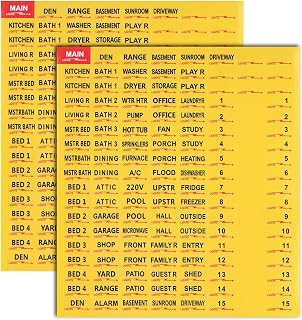2 Sheets (258 Pcs) Self Adhesive Circuit Breaker Labels Waterproof for Electrical Fuse Box Sticker Labels for Home Commercial Use (Yellow)