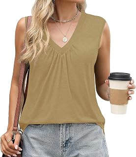 Women Tank Tops Summer Tops for Women V Neck Sleeveless Women Tops Soft Basic Casual Loose Fit Spring Summer Trendy Clothes