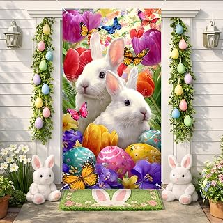 Happy Easter Door Cover Banner 70.87 x 35.43 Inch