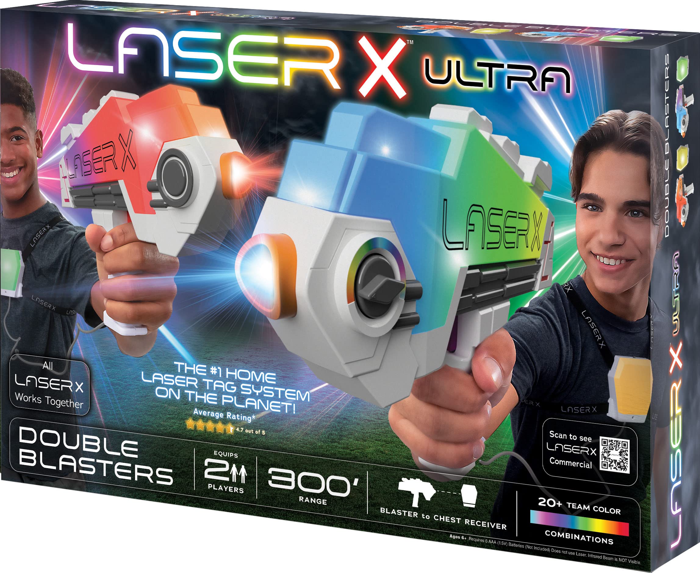 Laser X Revolution Ultra Double Blasters, Laser Tag Gaming Set, 2 Players, Does 