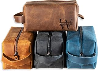 Personalized Handcrafted Leather Toiletry Bag for Men, Custom Shaving, Travel Dopp Kit, Grandpa, Dad, Husband, Father, Him, Boyfriend, Groomsmen, Birthday, Wedding, Graduation, Retirement Gifts