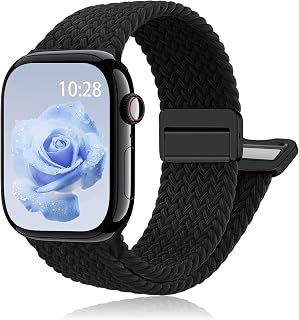 Magnetic Braided Stretchy Loop - Compatible with Apple Watch Band Women Men | 42mm 46mm 40mm 41mm 44mm 45mm 38mm 49mm Sport Solo Loop,Elastic Fabric Nylon Strap for iWatch 12 11 10 9 8 7 6 5 4 3 SE Ultra