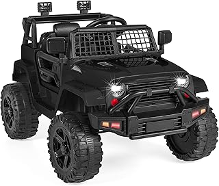 Best Choice Products 12V Kids Ride-On Car with Parent Remote, Black | Kids electric car, LED headlights, locking doors, seat harness, spring suspension, 2.8 MPH max speed, Bluetooth, age 3+