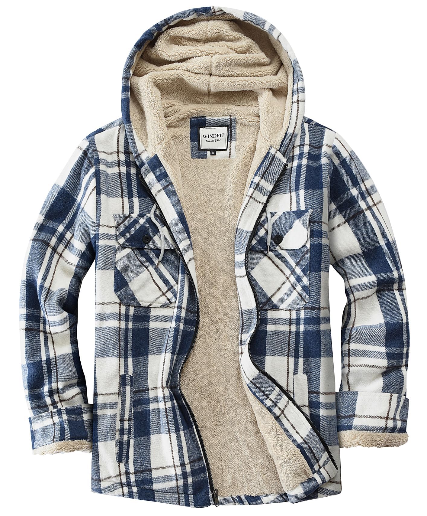 WINDFIT Damen Fleece-Flanelljacke mit durchgehendem Reißverschluss, kariert, She