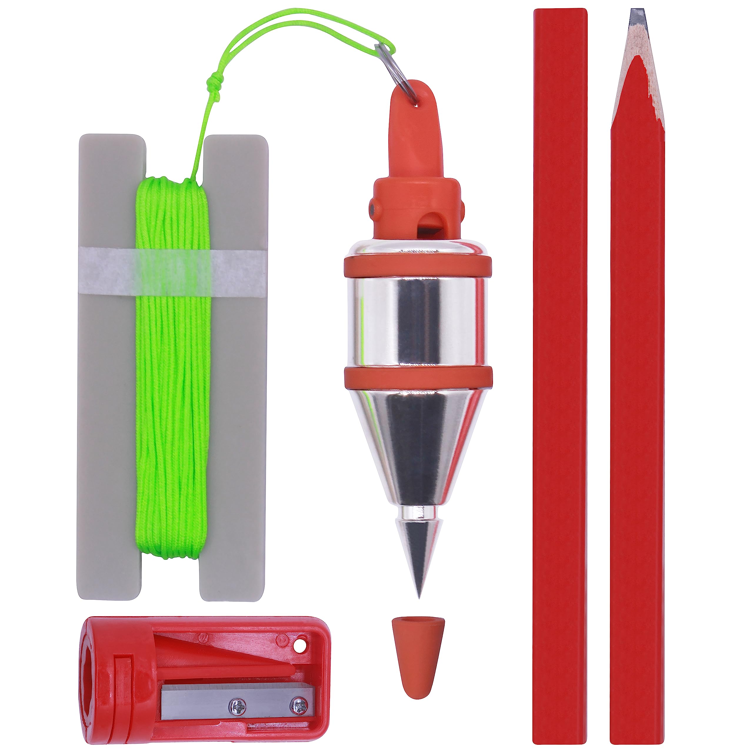 HCCMLOVE Plumb Bob - 8 oz(227g) Plumb-Rite With 16 ft(5m) String, Pencil Sharpen