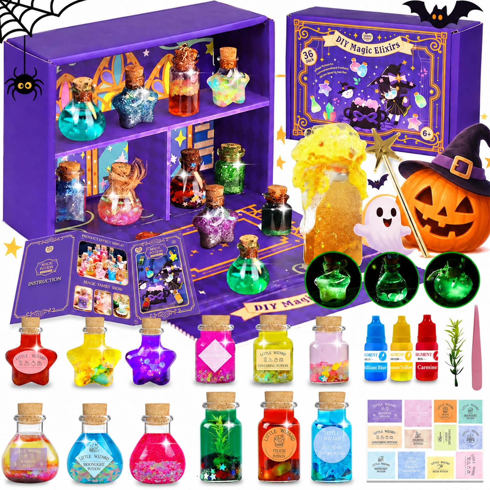 KIDDYCOLOR Magic Potion Kit for Kids - 12 Mixed Fairy Potion Bottles, Art Craft 