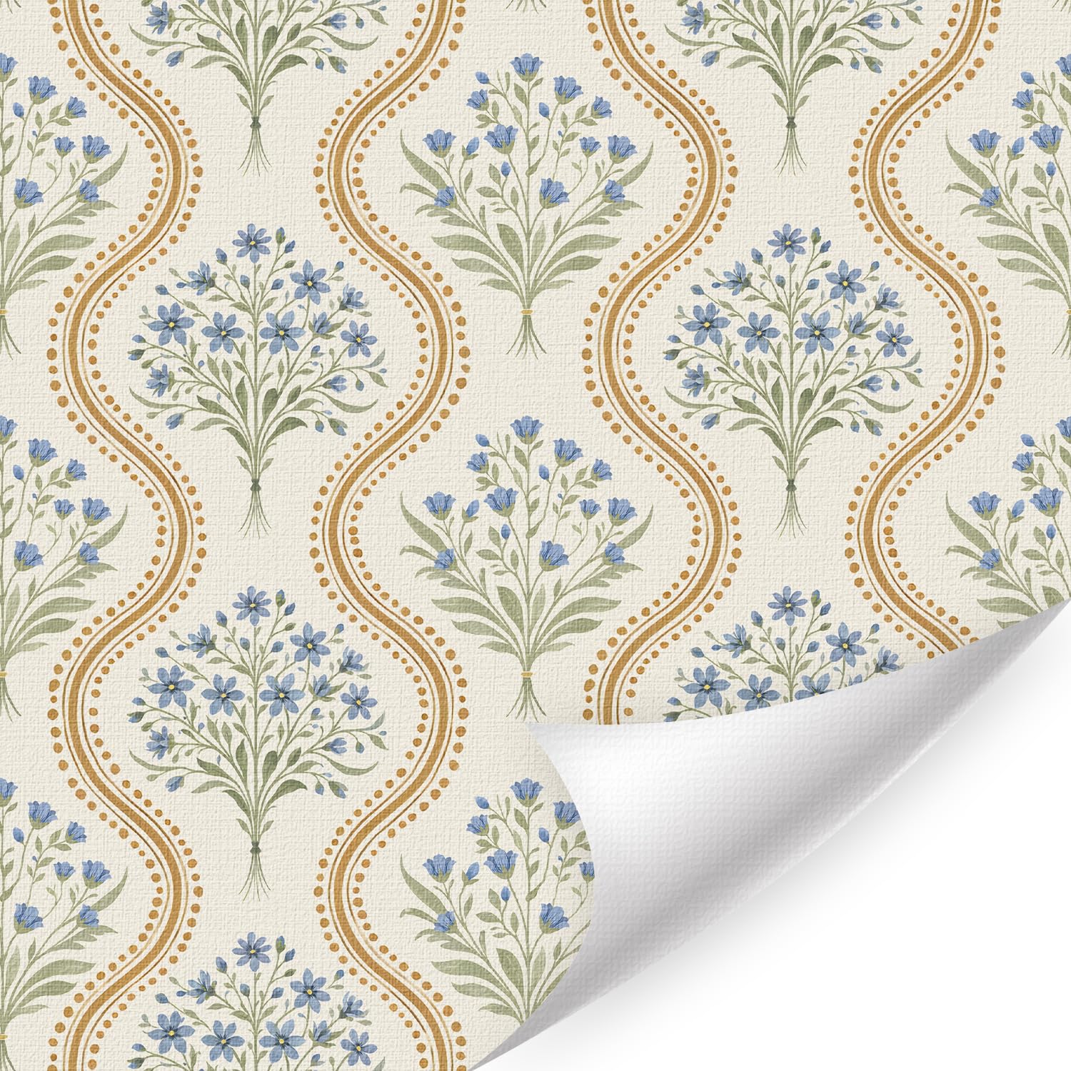 HLNIUC Watercolor Wildflower Wallpaper,Line Wave Botanical Garden Paper,Boho Rem