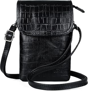 befen Small Women Genuine Leather Crossbody Bag, Mobile Phone Case for Women with Long Strap and Key Ring for Phone Under 6.5 Inches