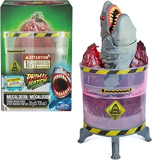 Primal Hatch Megalodon Hatching Shark Egg Interactive Toy | 16-inch Toy Shark, Lights & Sounds, Repeat & Hatch Again, Interactive Chomping Mechanism, Gifts for Kids Ages 5+
