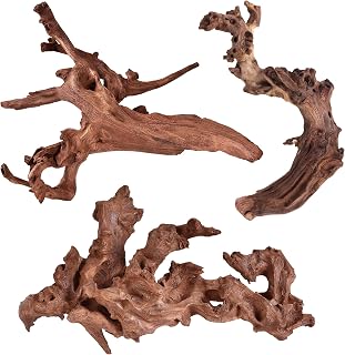 Natural Driftwood for Aquarium Decor Fish Tank Decorations, Assorted Driftwood Branch 6-10" 3 Pcs, Reptile Decor