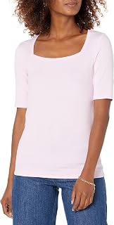 Amazon Essentials Women's Slim-Fit Half Sleeve Square Neck T-Shirt