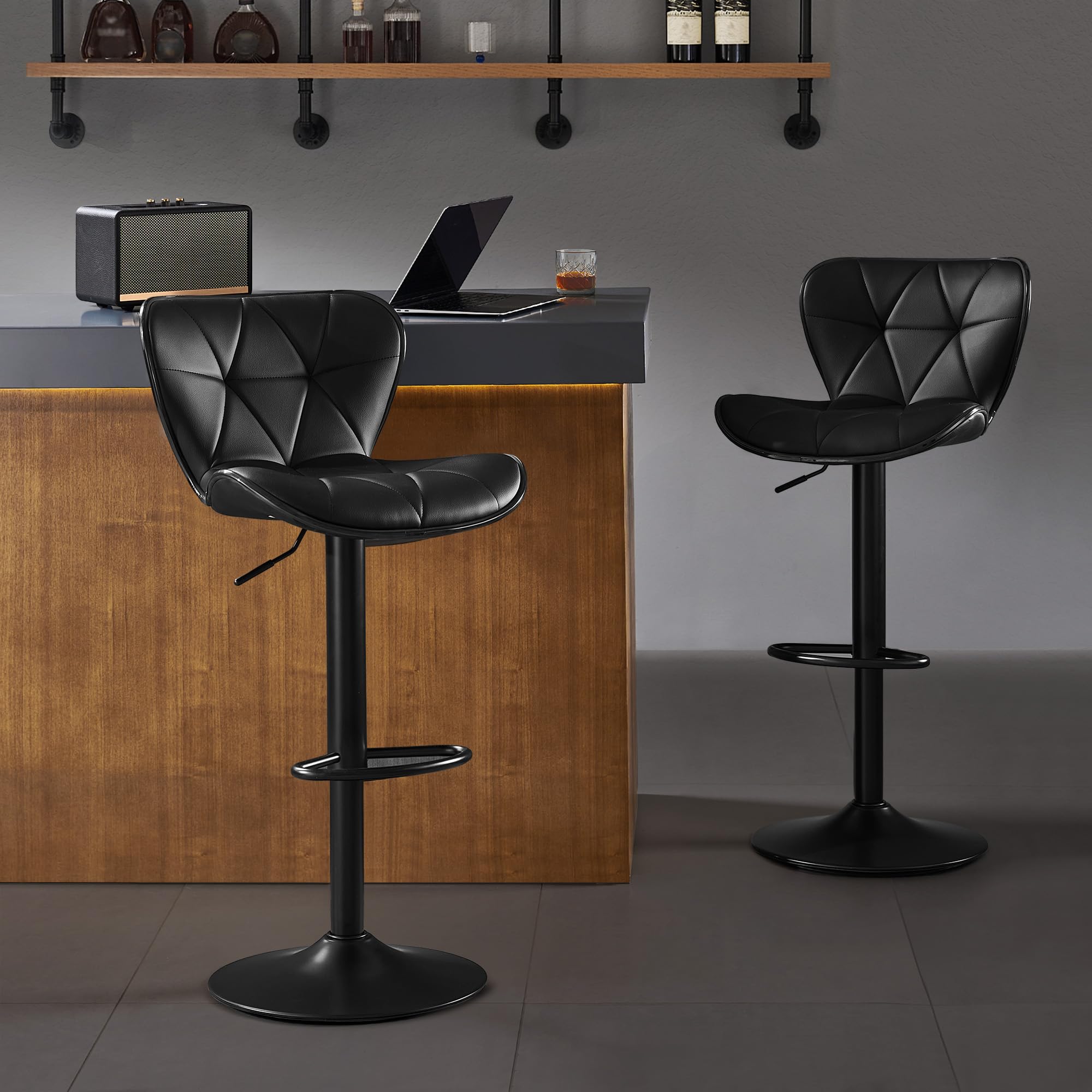 Nestvatto Bar Stools Set of 2, Modern Swivel Counter Height Bar Stools, Adjustab