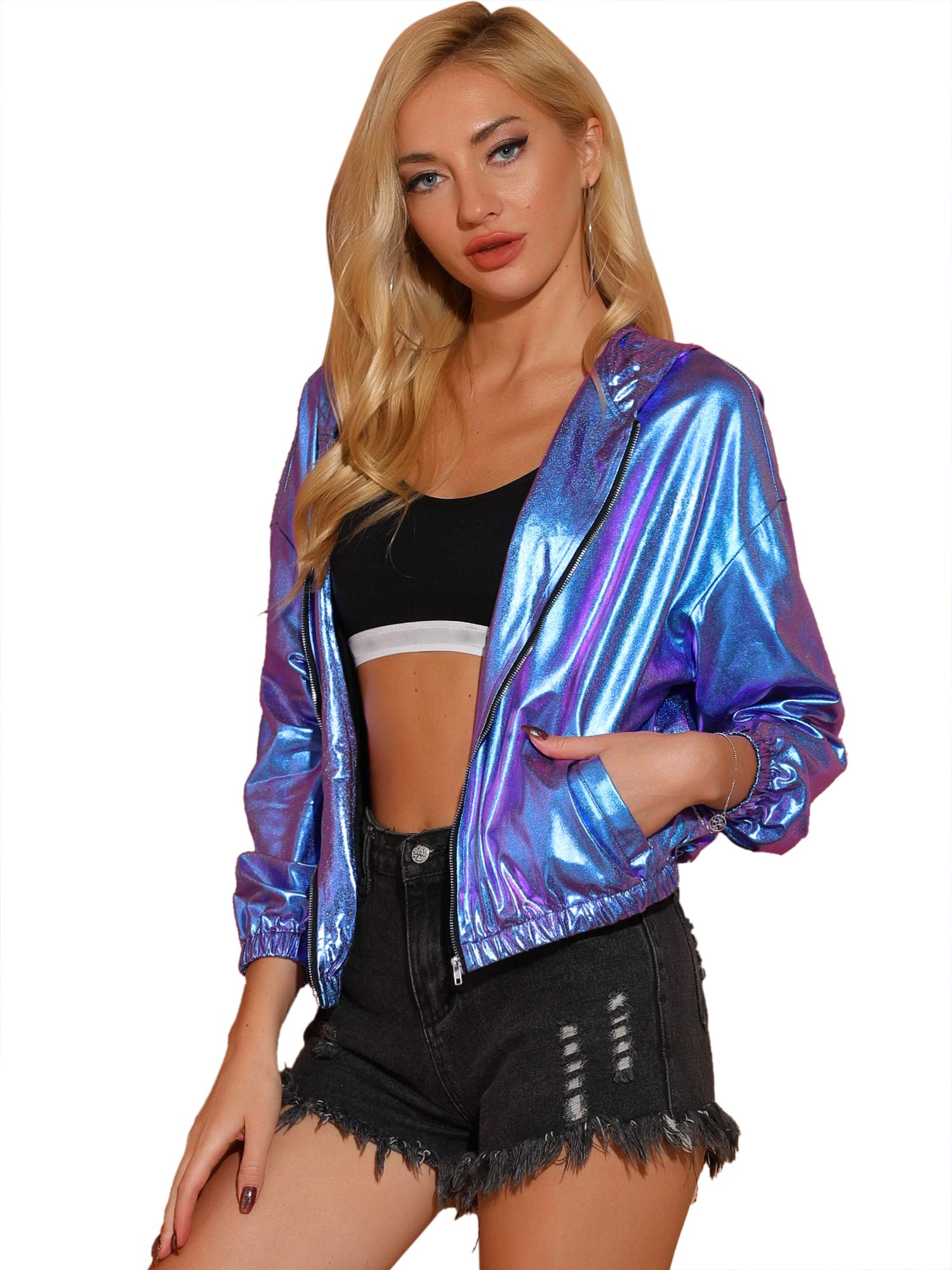 Allegra K Women's Hooded Blouson Jacket
