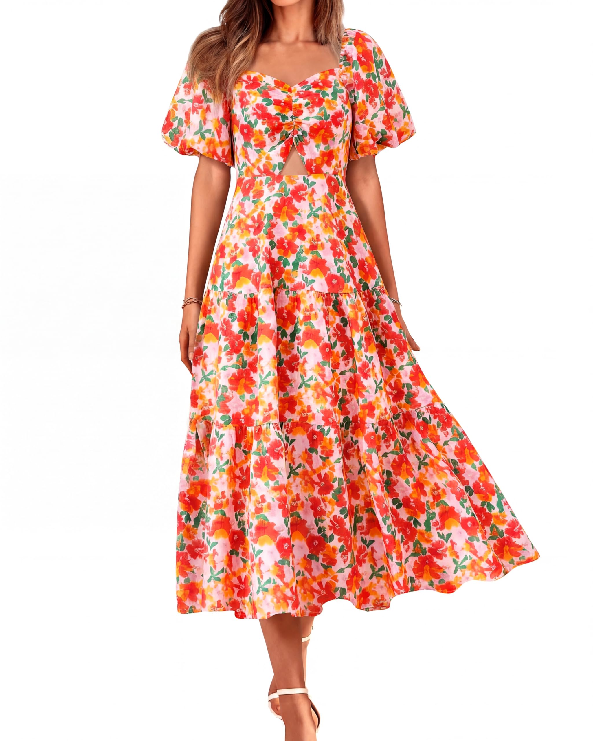 BTFBM Summer Dresses for Women 2026 Spring Outfits Beach Vacation Short Sleeve S
