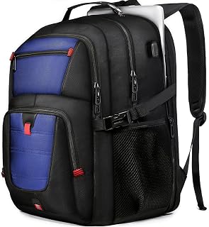 Z-MGKISS Extra Large Travel Backpack, 17.3" TSA-Approved Rucksack with USB Port, Anti-Theft Business & College Bag Fits 17" Laptop, Dark Blue