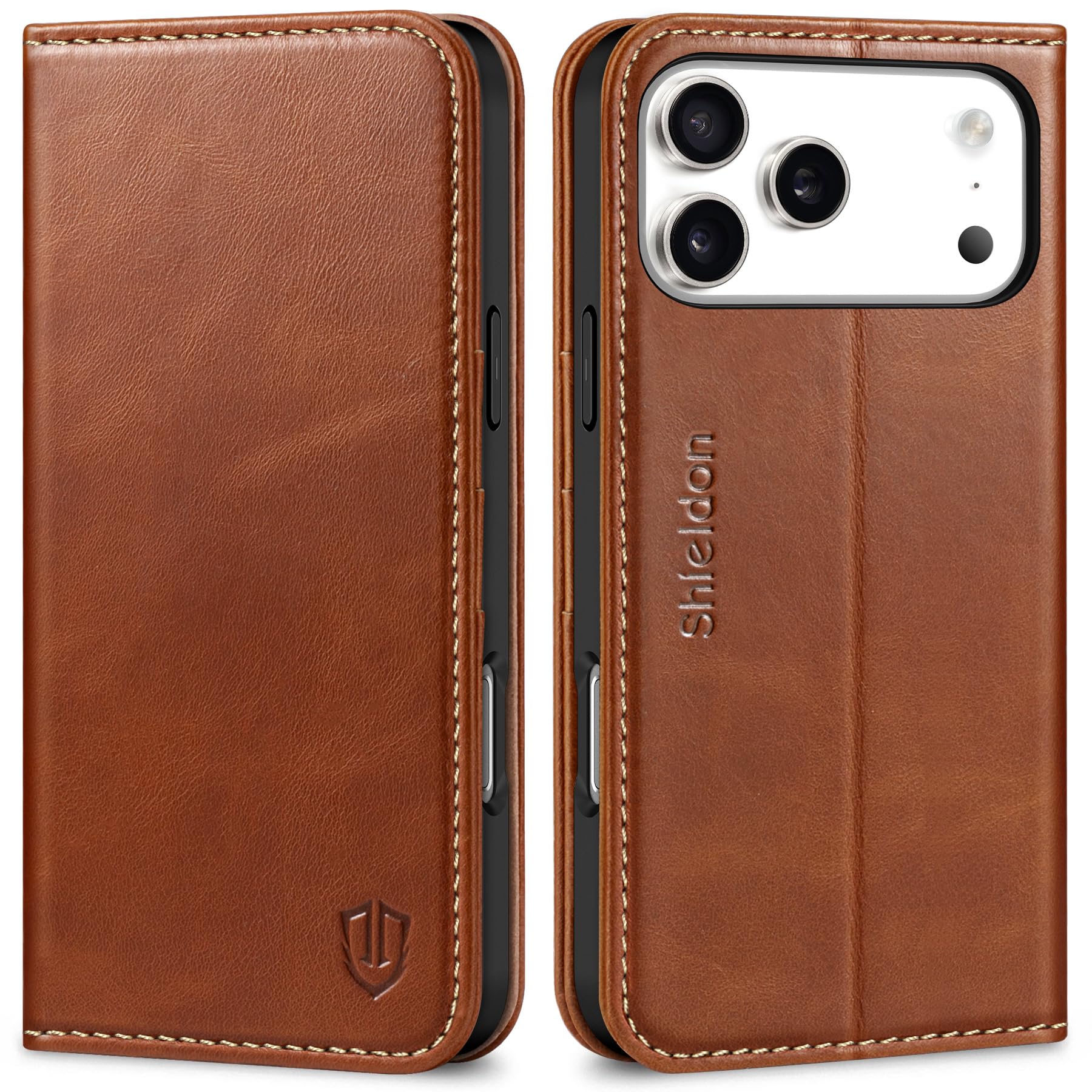 SHIELDON Leather Case Wallet for iPhone 18 Pro Max/17 Pro Max, Retro Brown | Gen