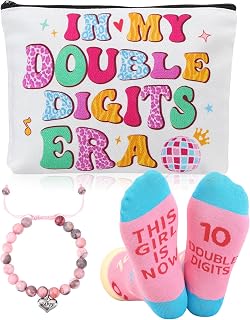 ViEinkaufen Gifts for 10 Year Olds Girls Makeup Bag Stone Bracelet Socks | Cool Presents for 10 Year Olds Girls Birthday Gifts for Age 10 Daughter Granddaughter Niece