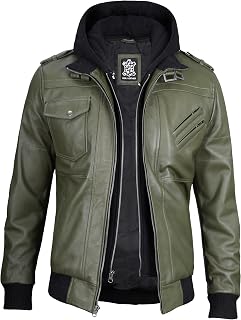 Hooded Leather Jacket Men Real Leather Bomber Jackets With Detachable Hood