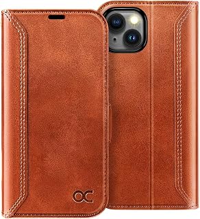OCASE for iPhone 15 Wallet Case, Card Holder, Retro Brown