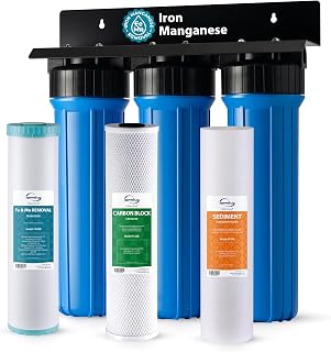 iSpring WGB32BM Iron, Manganese Whole House Water Filter System | Reduces Iron, Manganese, Chlorine, Sediment, Taste and Odor, 1-Inch Inlet/Outlet, Lasts up to 12 Months or 100K Gallons