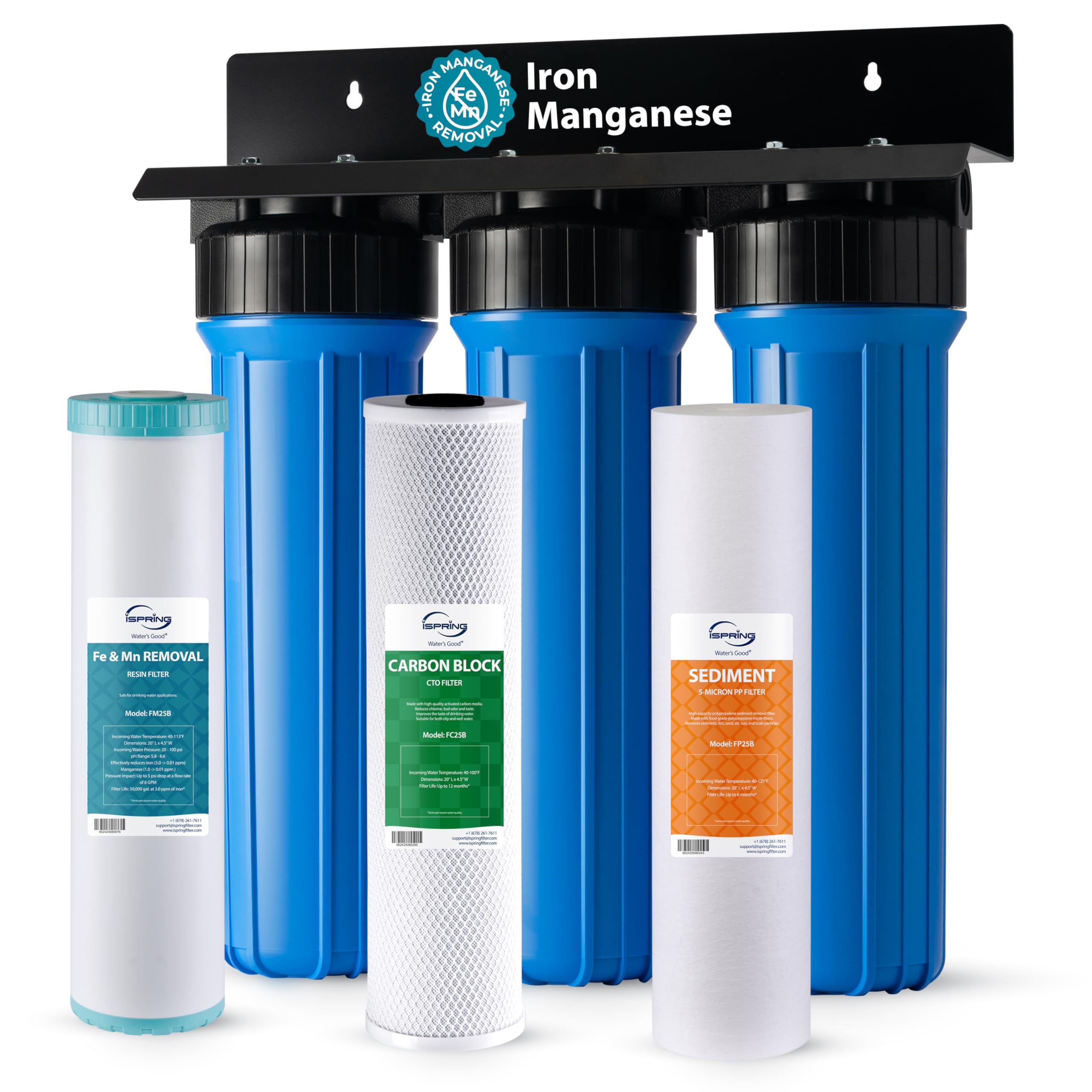 iSpring WGB32BM Iron, Manganese Whole House Water Filter System | Reduces Iron, 