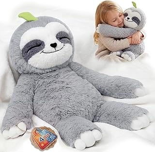 Mewaii Weighted Teddy Sloth Gifts, Heat & Cool, 1.5kg (3.5lb), 52cm | Cuddly Soft Pillow Shape, Microwaveable Inner Pad, Natural Ceramic Bead Filling, Cozy Gifts For Kids & Adults