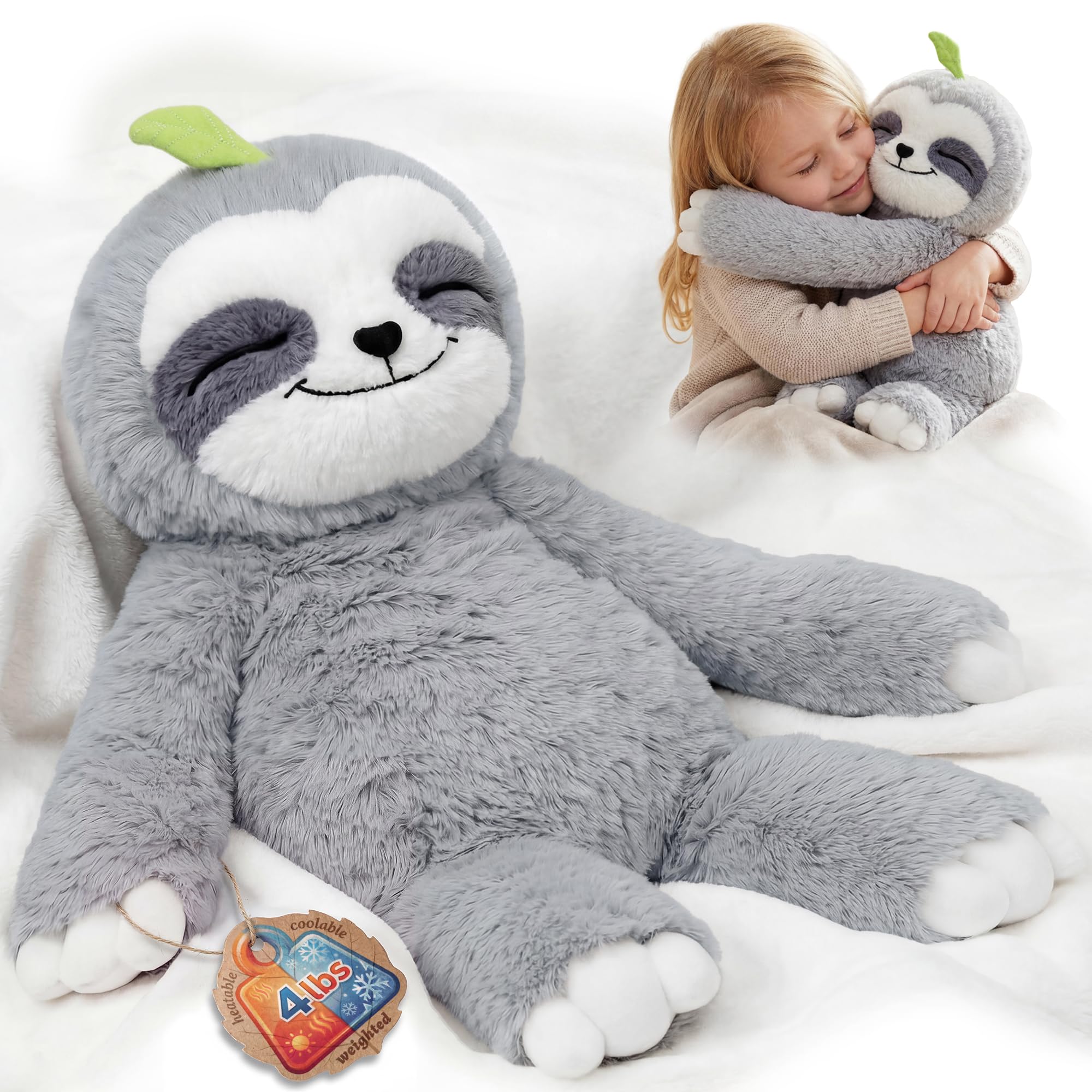 Mewaii Weighted Teddy Sloth Gifts, Heat & Cool, 1.5kg (3.5lb), 52cm | Cuddly Sof