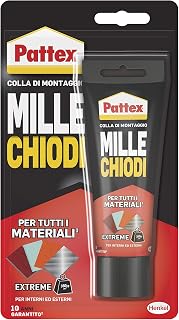 Pattex Mille Chiodi Extreme Strong Mounting Adhesive, Strong Adhesive for Indoor and Outdoor Use, Water and UV Resistant Sealant Adhesive, White, 1x142g Blister