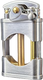 Antique Kerosene Cool Lighters Transparent Fuel Tank Rocker Arm Ignition Lighter for Collection Decorative Gift (Silver)