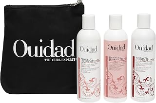 Ouidad Frizz-Free Wash Day Hair Care Kit for Curly Hair, Anti-Frizz Advanced Climate Control Shampoo, Conditioner &amp; Gel, Defines Curls, Fights Humidity, Adds Shine – Includes Canvas Bag, 3-Piece Set